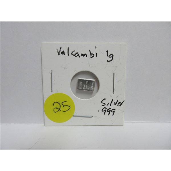 Valcambi 1g Fine Sliver .999
