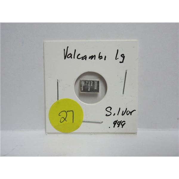 Valcambi 1g Fine Sliver .999