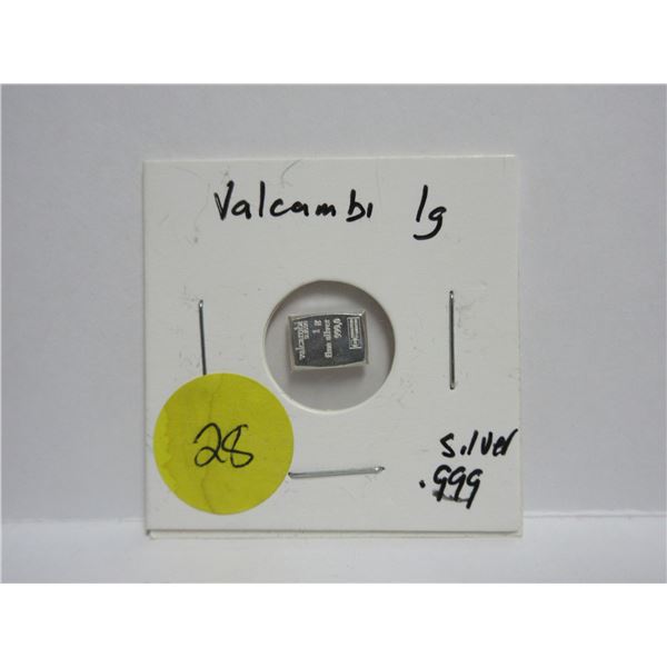 Valcambi 1g Fine Sliver .999