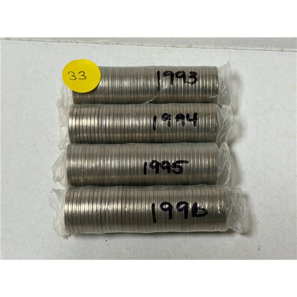 Roll of 1993-1996 Canada 5 Cents.