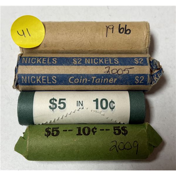 Roll of 01966 Canada 5 Cents, Roll of 2005 Canada 5 Cents (Not Confirmed) and 10 Cents and Roll of 2