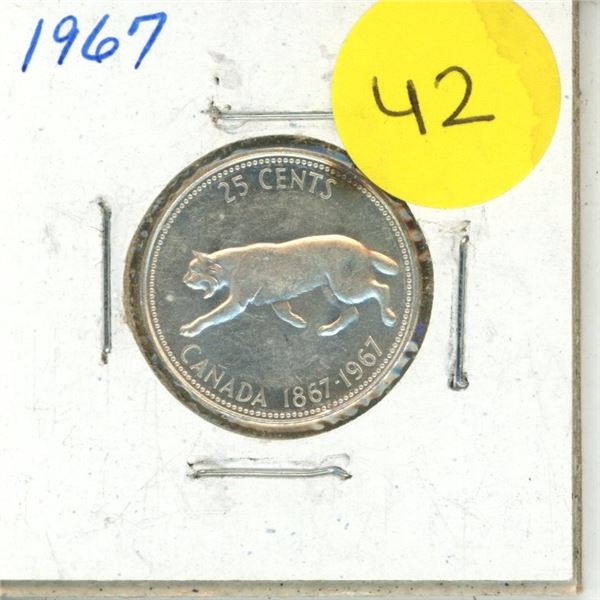 1967 Canada Silver 25 Cents.