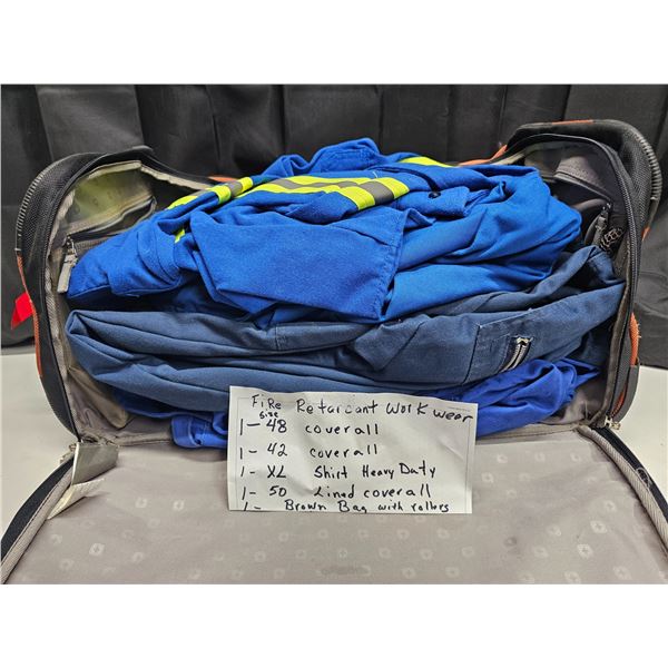 Fire Retardant Workwear in Rolling Swiss Gear Duffel Bag