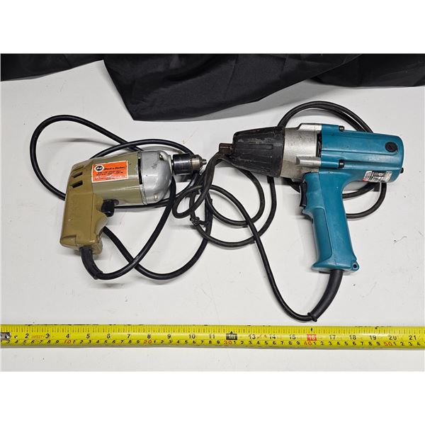 3/8” B&D Drill, 1/2” Makita Impact Wrench