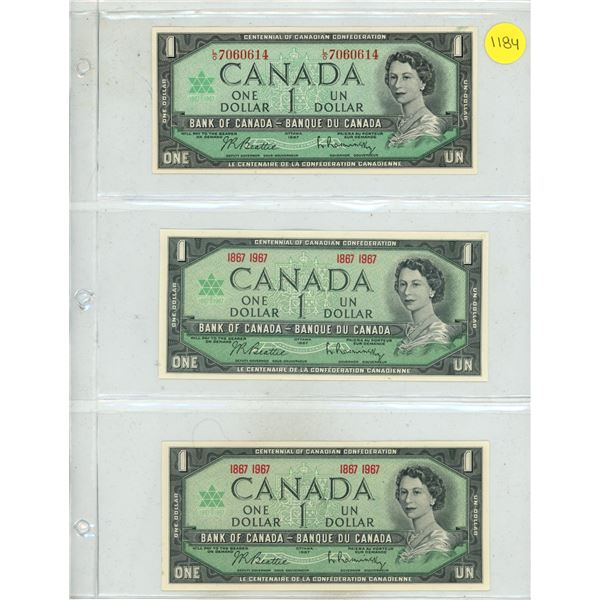 (3) 1967 Canada One Dollars - (Uncirculated).