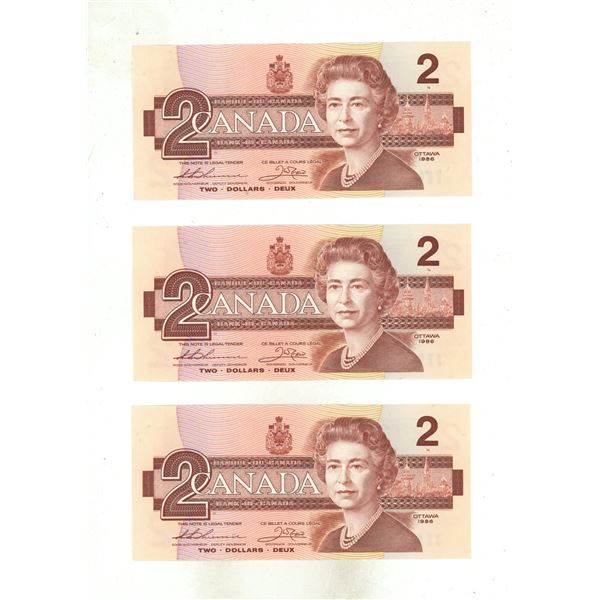 (5) 1986 Canada Two Dollar. (In Sequence and Uncirculated)