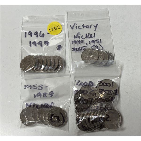 Bags of Canadian 5 Cents. (See Bag In Photo For More Detail)