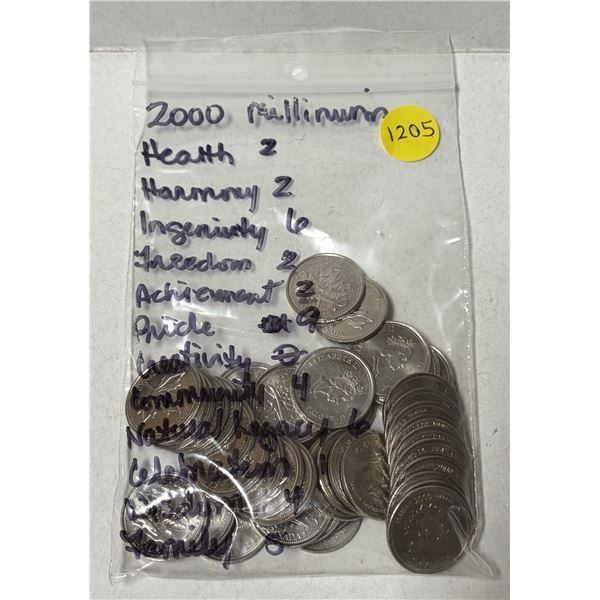 Bag of Canadian 2000 "Millineim" Quarters. (See Bag In Photo For More Detail)