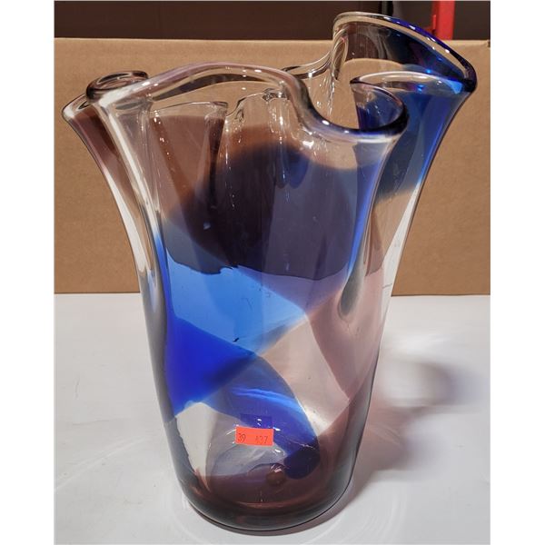 Ruffled Art Glass Vase