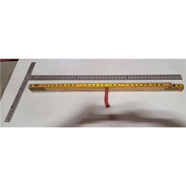 Metal T-Square & Wooden Folding Ruler