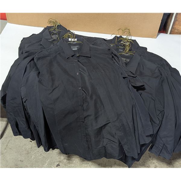 Lot of Assorted Sized Mens Black Dress Shirts, XL+