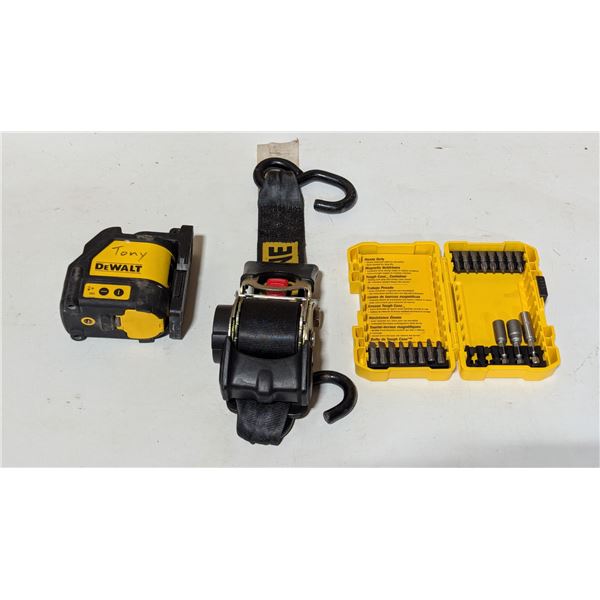 Laser Line Generator, Ratchet Winch and Tool bits