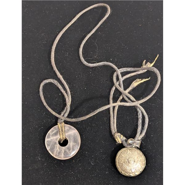 Jade Ring Pendant and Mexican Silver Pendant Necklace