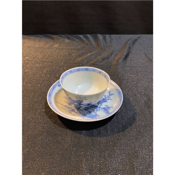 Chinese Blue and White Tea Bowl and Saucer