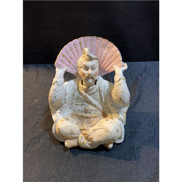 Porcelain Figurine of Seated Figure with Fan