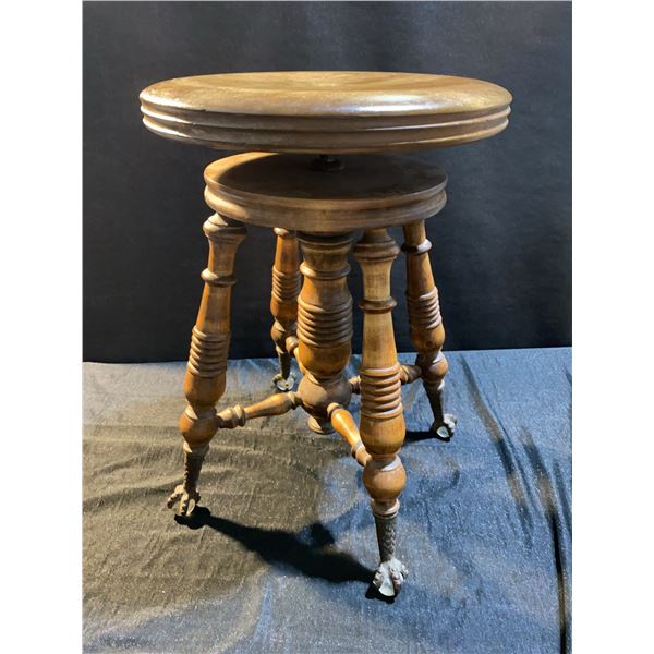 Wooden Swivel Stool with Claw Feet