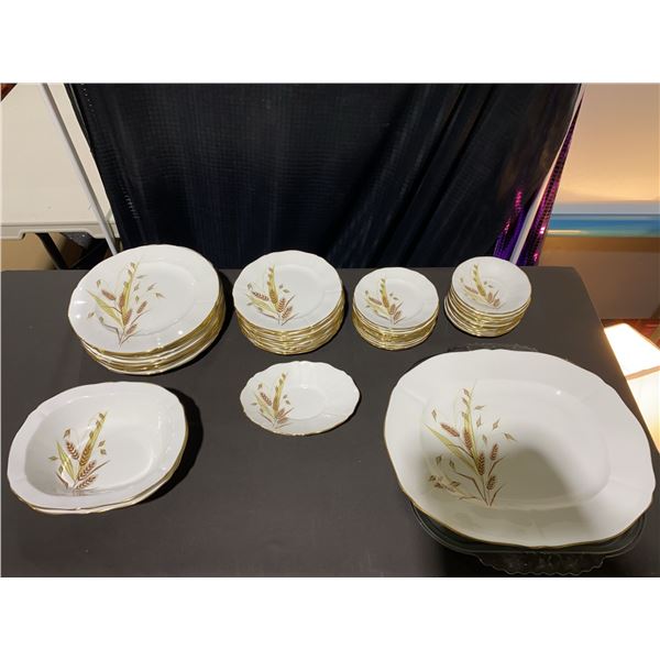 Porcelain Dinnerware Set with Wheat Motif