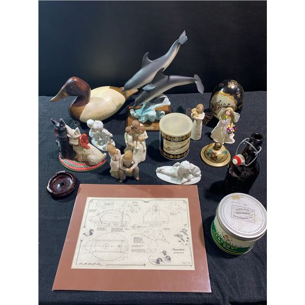 Figurine Collection, Wooden Goose, Tobacco Tins
