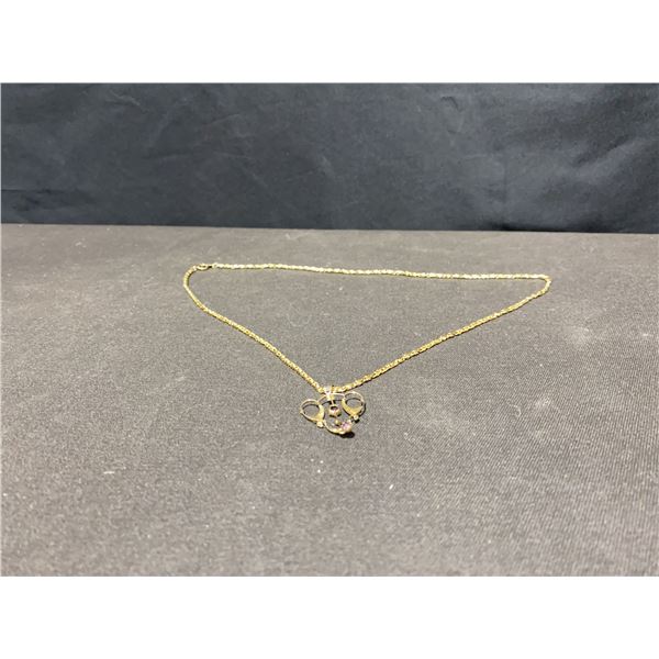 1920 Gold B Real Jewel Pendant with Chain