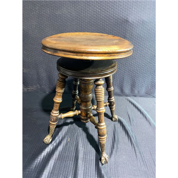 Swivel Wooden Stool, 1940s Mahogany Side Table, Oak Armchair