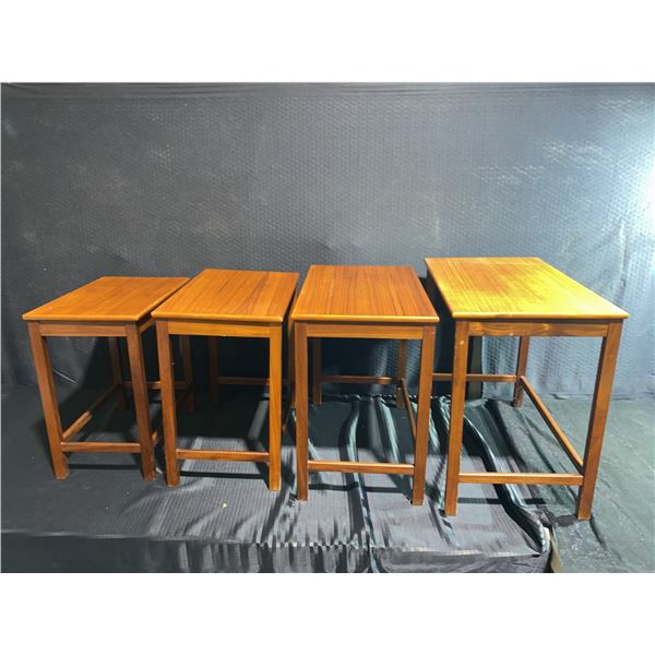 Four Teak Wood Nesting Tables