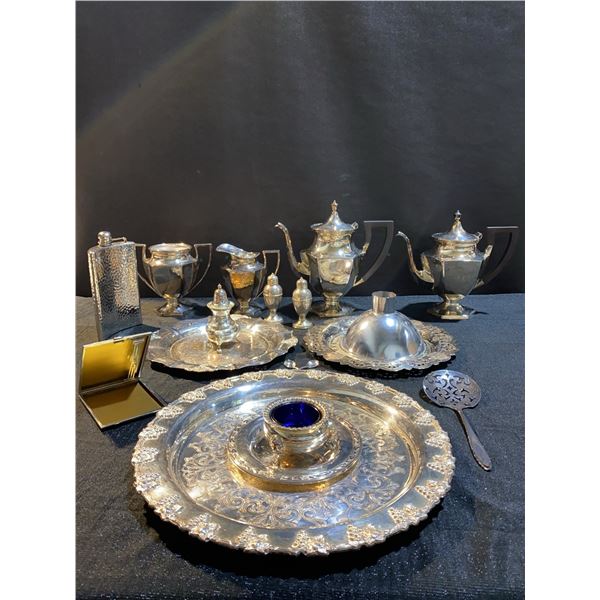 Silver Plate Tea Set and Tableware Collection