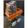 Image 2 : 1960s Orange Tin Toy Baby Carriage