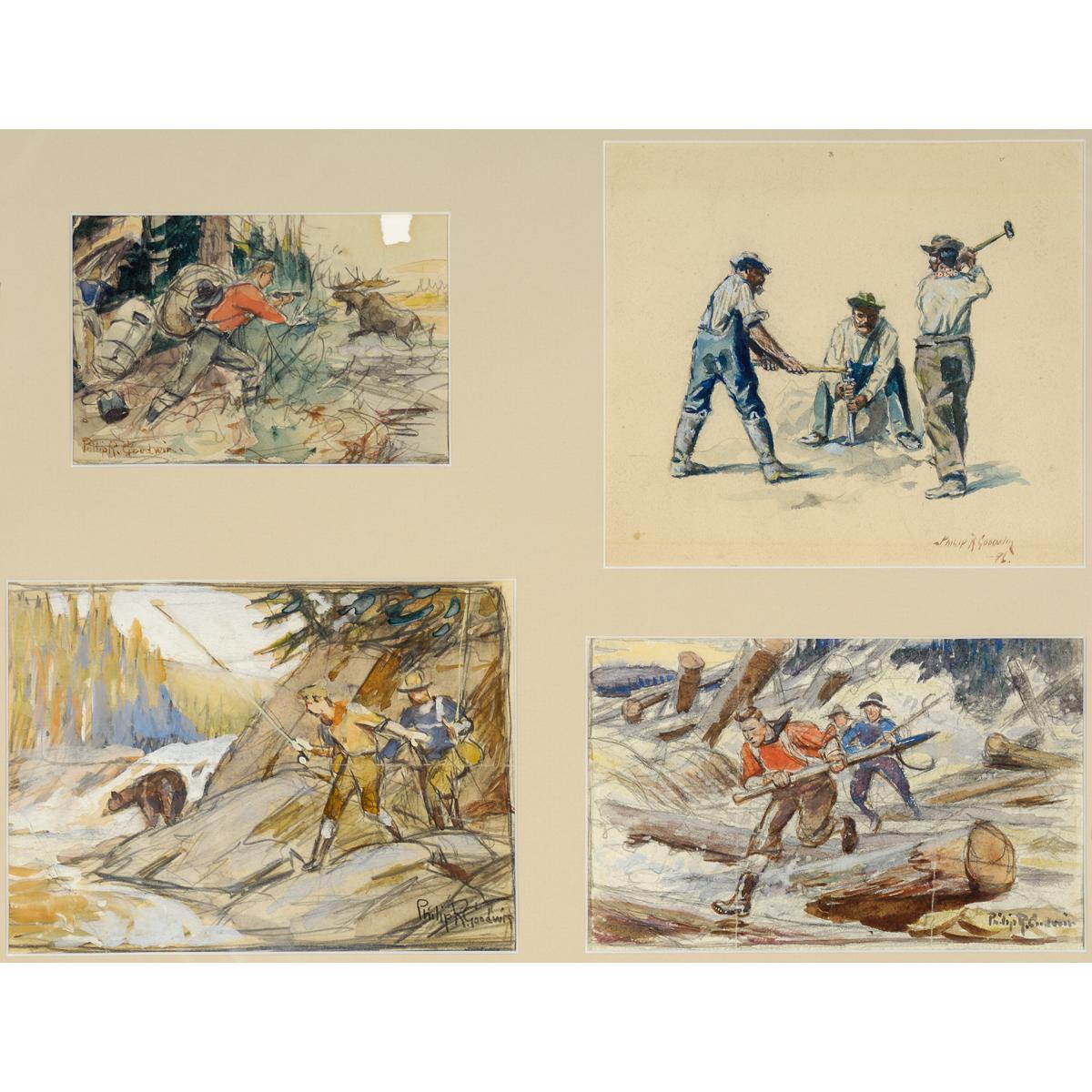 Philip R. Goodwin (1881-1935) 4 Mixed Media Studies