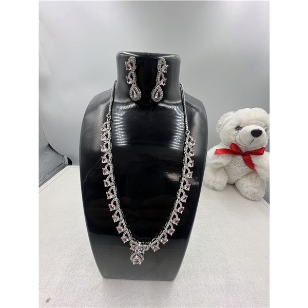 Brand New American Diamond Necklace With Earrings .