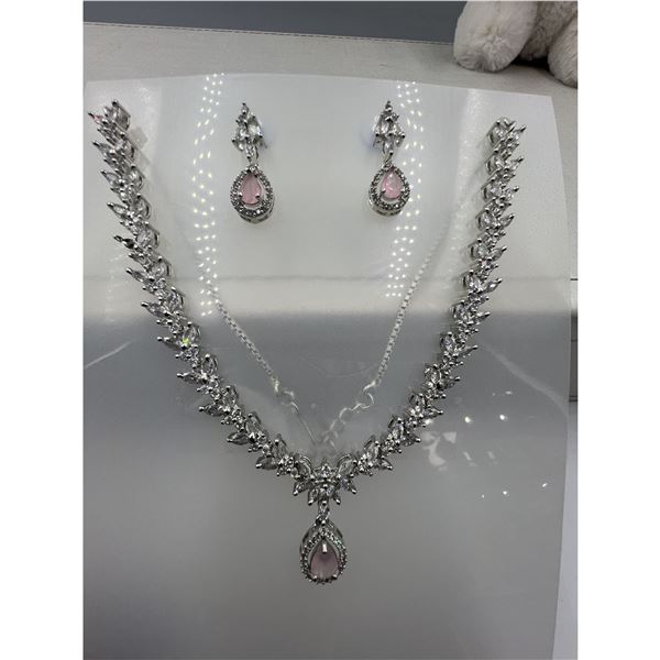 rand New American Diamond Necklace With Earrings.