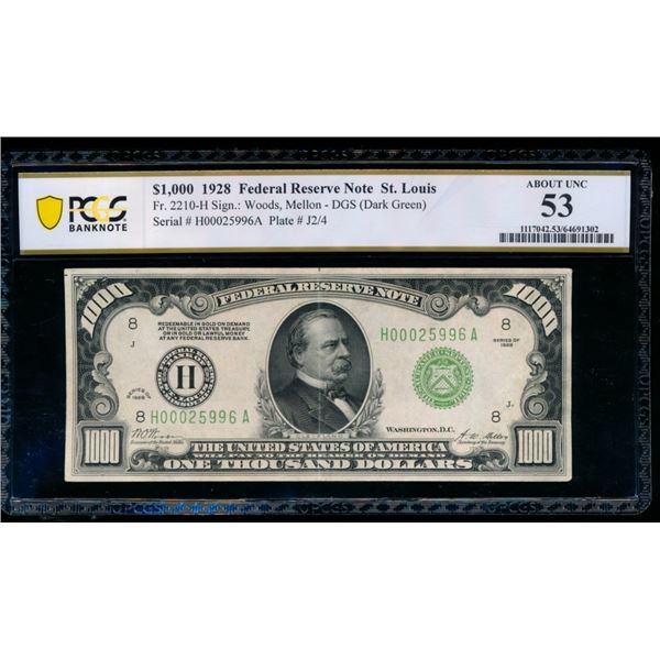 1928 $1000 St Louis FRN PCGS 53