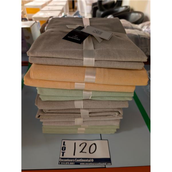 LOT DE 10 NAPPES RONDES EN TISSU 70 PO ASSORTIES