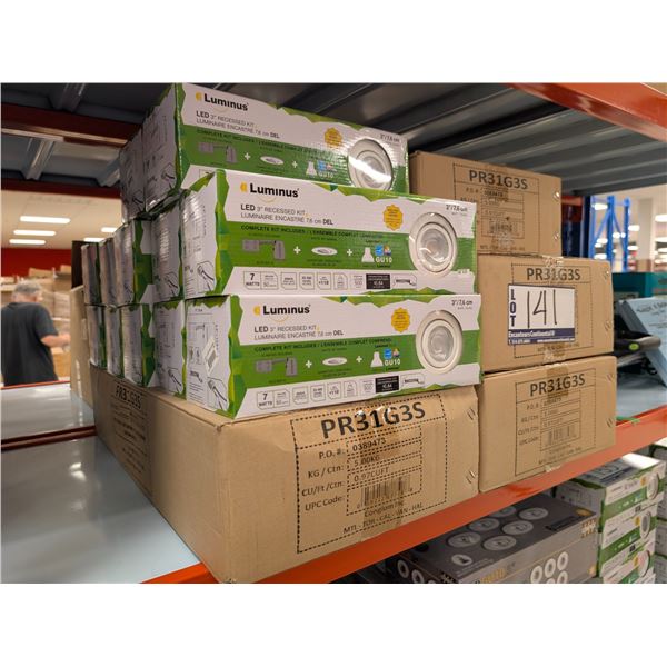 LOT DE 35+ ENSEMBLES DE LUMIÈRES ENCASTRÉES LUMINUS 3 PO 7W