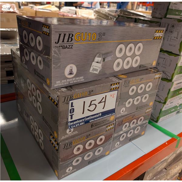 LOT DE 5 PAQUETS DE LUMIÈRES ENCASTRÉES JIB GU10 3 PO (6 PAR PAQUET)