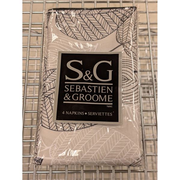 PAQUET DE 4 SERVIETTES S&G (FEUILLES GRISES)