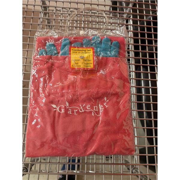 ENSEMBLE DE JARDINAGE ADULTE (TABLIER, CHAPEAU, GANTS) ROUGE ET VERT