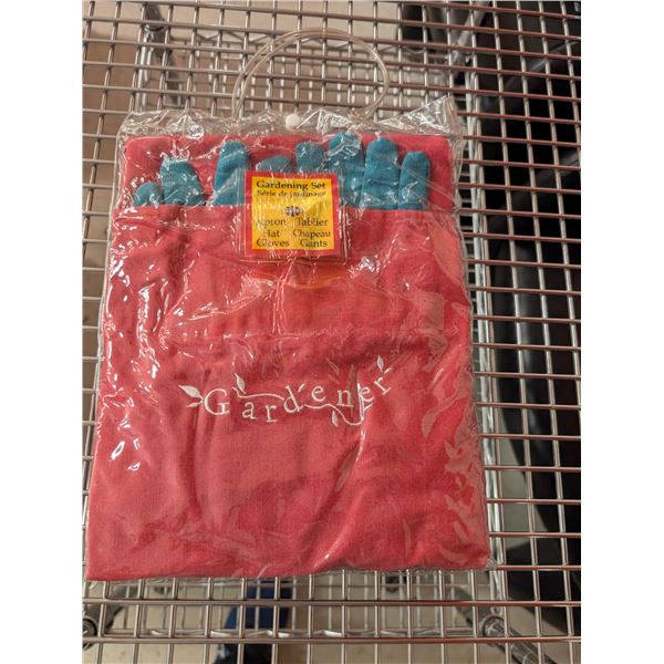 ENSEMBLE DE JARDINAGE ADULTE (TABLIER, CHAPEAU, GANTS) ROUGE ET VERT