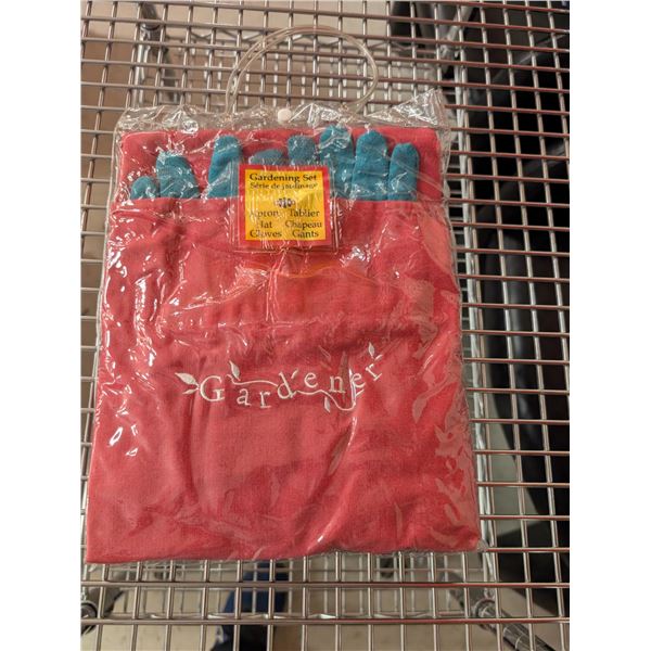 ENSEMBLE DE JARDINAGE ADULTE (TABLIER, CHAPEAU, GANTS) ROUGE ET VERT