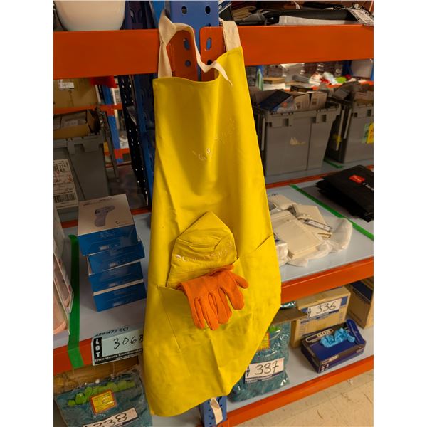 ENSEMBLE DE JARDINAGE ADULTE (TABLIER, CHAPEAU, GANTS) JAUNE ET ORANGE