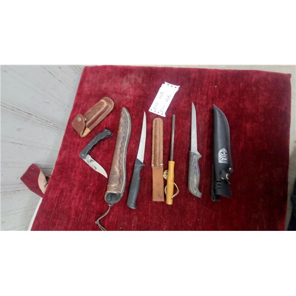 Folding Knife, Fillet Knife, Fixed Blade Knives, Sharpening Steel, Leather Sheaths and More