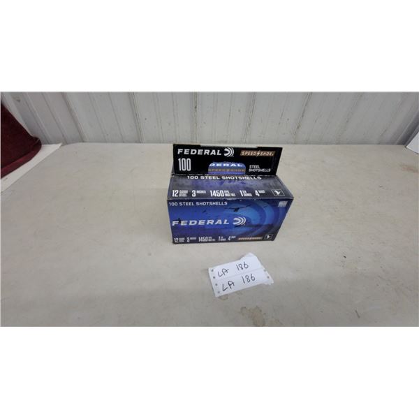 Federal Speed-Shok 12 Gauge 3" Steel Shotshells, 1 1/4 Ounce, #4 Shot, 1450 FPS, 100 Rounds