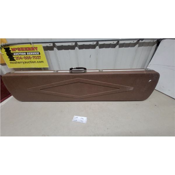 Brown Hard-Shell Rifle/Shotgun Case with Diamond Pattern, Metal Latches, and Carry Handle 52" Long