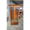 Image 1 : Wooden Gun Cabinet with Glass Doors, Lock and Key, and Lower Storage Compartment 72 x 32 x 17"