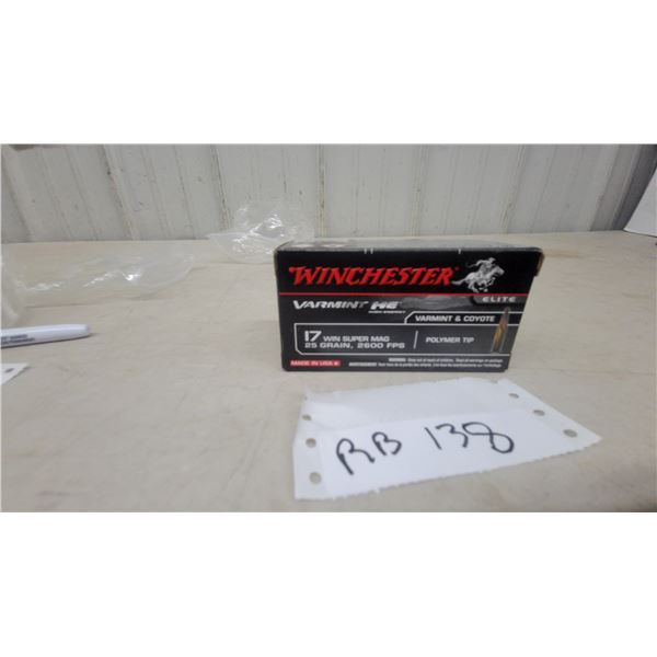 Winchester Elite Varmint HE .17 Win Super Mag 25-Grain Polymer Tip Ammunition 50 Rounds.