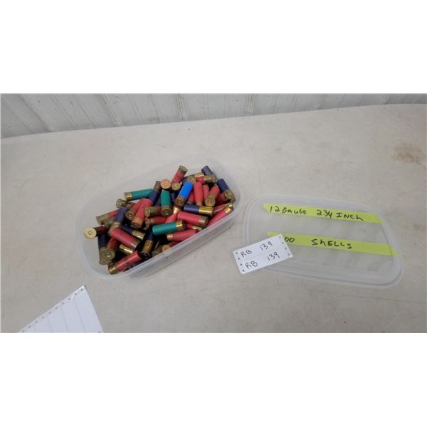Assorted 12 Gauge 2 3/4" Shotgun Shell Casings, Various Brands and Colors 100 Rounds.