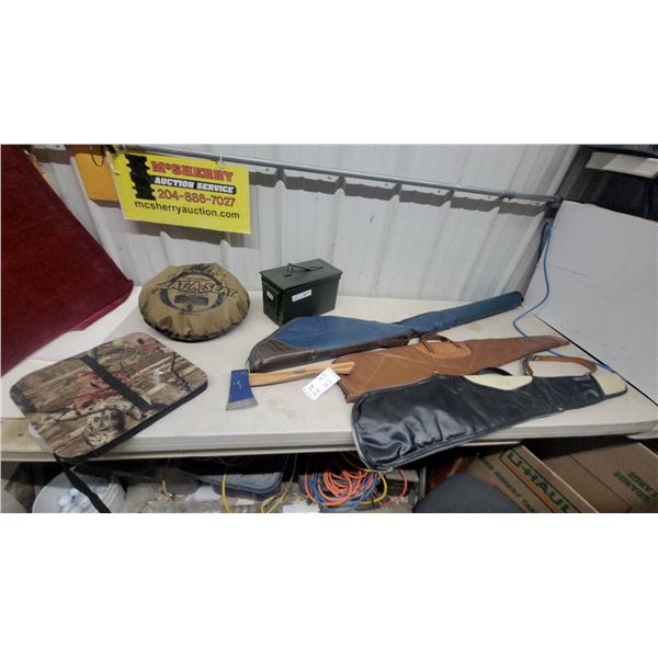 Camping Axe, Heat-A-Seat Cushion, Camo Seat Pad, Ammo Box, Rifle Cases and More