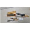 Image 1 : Vintage Fixed-Blade Butcher Knives, Sharpening Stone in Wooden Case, Steel, and More