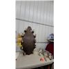 Image 1 : Antique Rustic Wall-Mounted Rack with Ten Taxidermied Deer Hoof Pegs on Shaped Wood Plaque 58 x 30"
