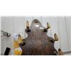 Image 4 : Antique Rustic Wall-Mounted Rack with Ten Taxidermied Deer Hoof Pegs on Shaped Wood Plaque 58 x 30"