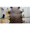Image 5 : Antique Rustic Wall-Mounted Rack with Ten Taxidermied Deer Hoof Pegs on Shaped Wood Plaque 58 x 30"